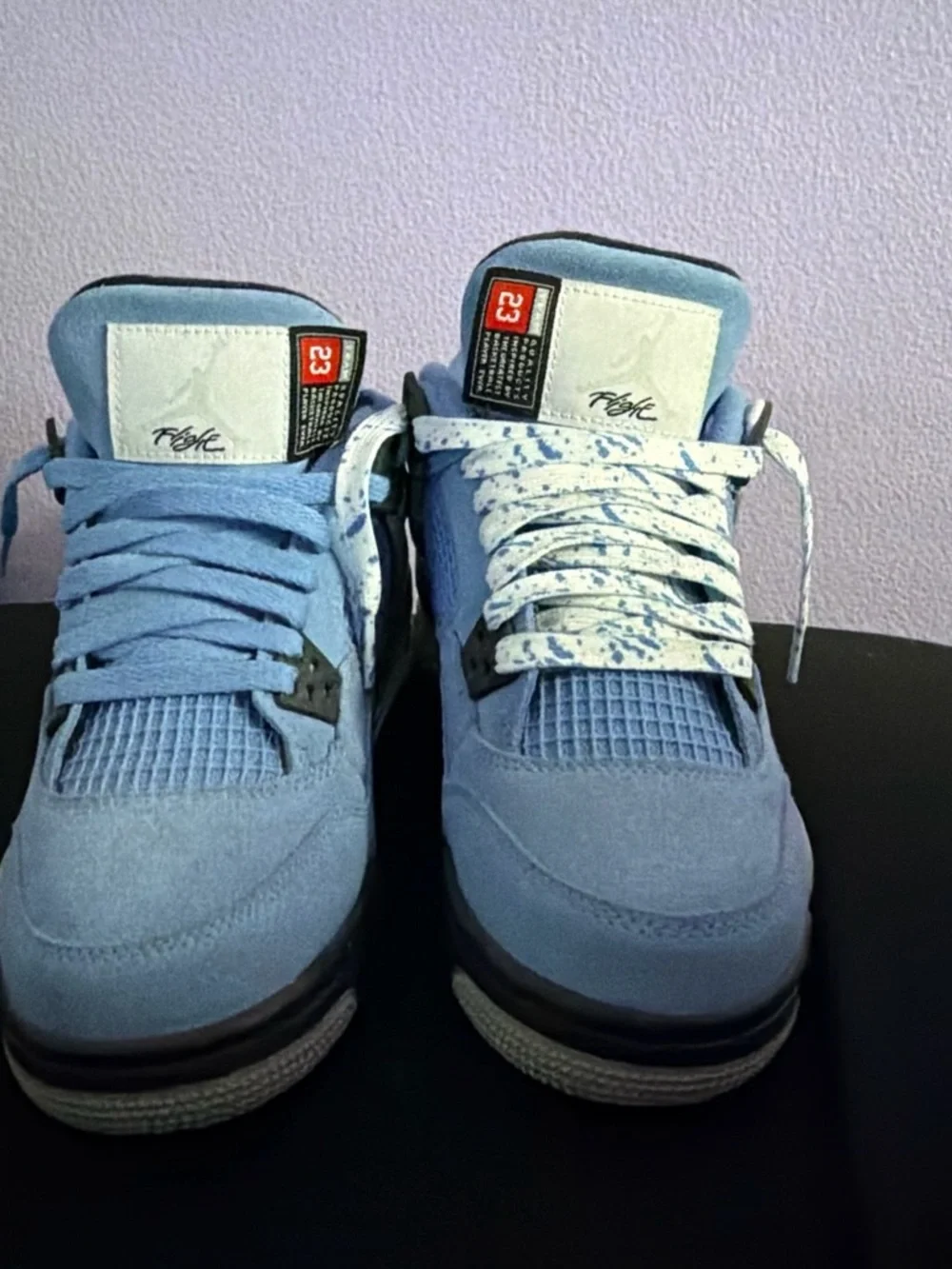 Jordan Kids Light Blue Suede Retro Sneakers with Speckled Laces